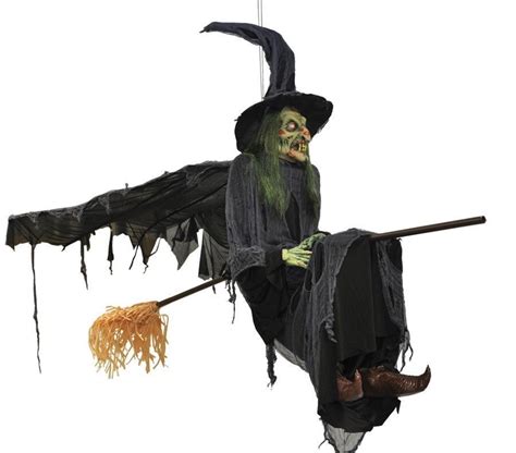 Elevate Your Halloween Party with a Broomstick Flying Witch Decoration